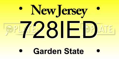 728IED New Jersey License Plate