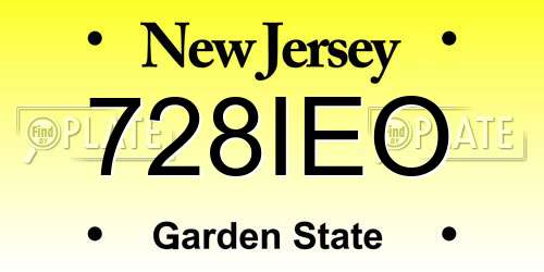728IEO New Jersey License Plate