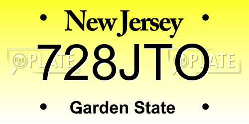 728JTO New Jersey License Plate