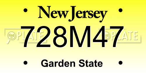 728M47 New Jersey License Plate
