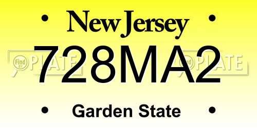 728MA2 New Jersey License Plate