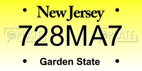 728MA7 New Jersey License Plate