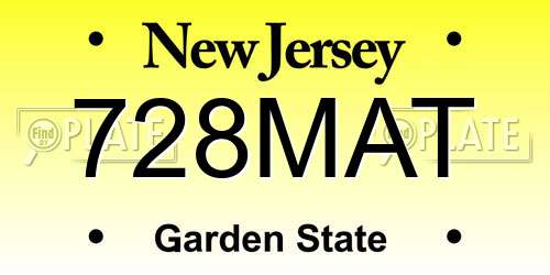 728MAT New Jersey License Plate