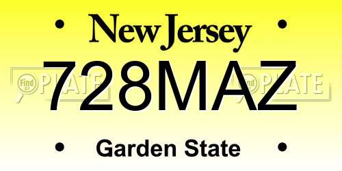 728MAZ New Jersey License Plate
