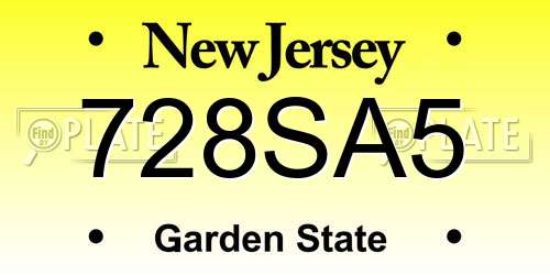 728SA5 New Jersey License Plate