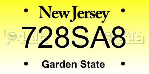 728SA8 New Jersey License Plate