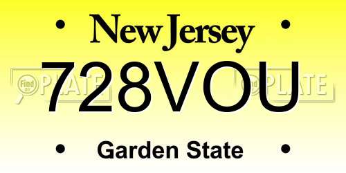 728VOU New Jersey License Plate
