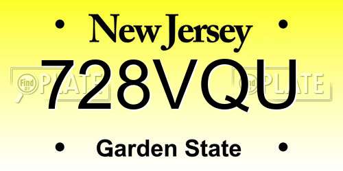 728VQU New Jersey License Plate