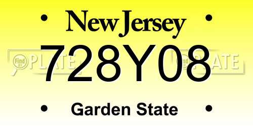 728Y08 New Jersey License Plate