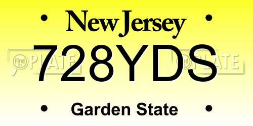 728YDS New Jersey License Plate