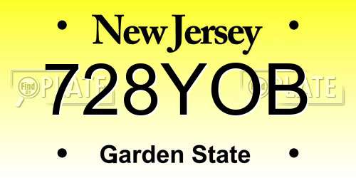 728YOB New Jersey License Plate