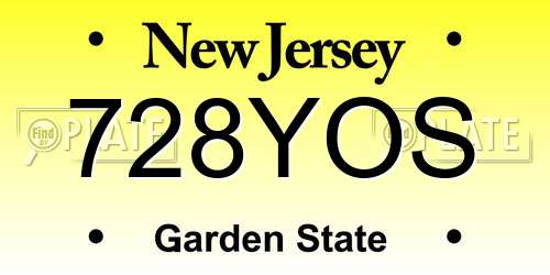 728YOS New Jersey License Plate