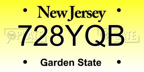 728YQB New Jersey License Plate