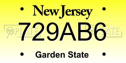 729AB6 New Jersey License Plate