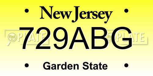 729ABG New Jersey License Plate