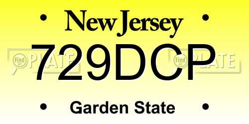 729DCP New Jersey License Plate