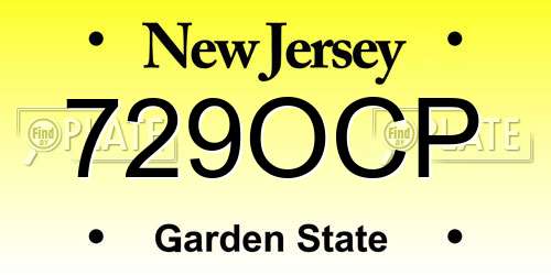 729OCP New Jersey License Plate