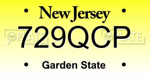 729QCP New Jersey License Plate