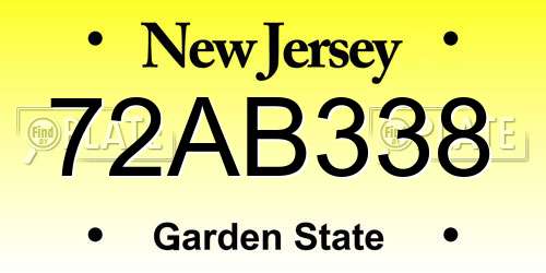 72AB338 New Jersey License Plate