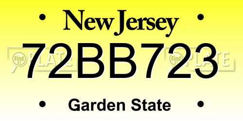 72BB723 New Jersey License Plate