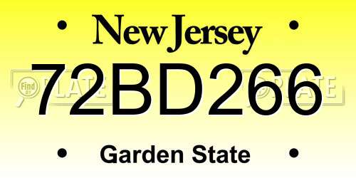 72BD266 New Jersey License Plate