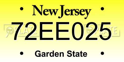 72EE025 New Jersey License Plate
