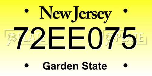 72EE075 New Jersey License Plate