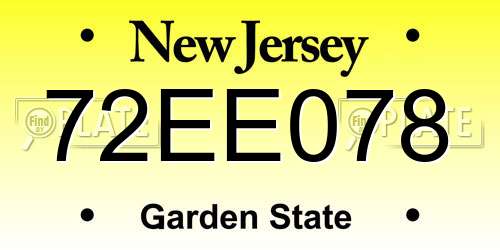72EE078 New Jersey License Plate