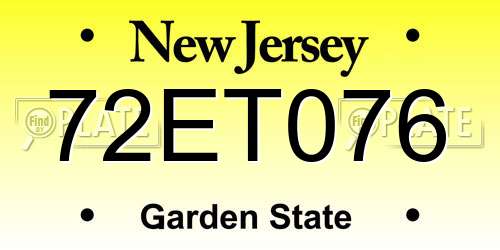 72ET076 New Jersey License Plate