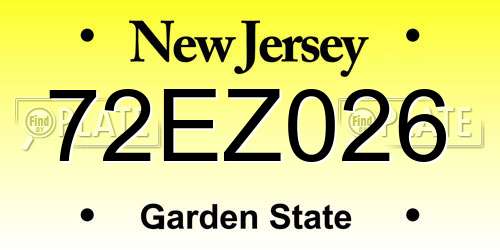 72EZ026 New Jersey License Plate