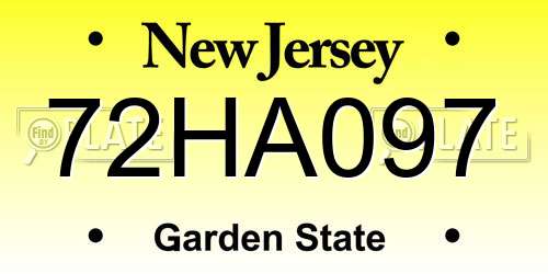72HA097 New Jersey License Plate