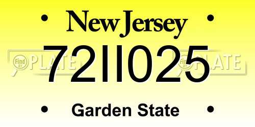 72II025 New Jersey License Plate