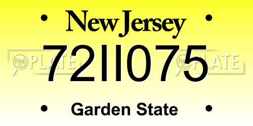 72II075 New Jersey License Plate