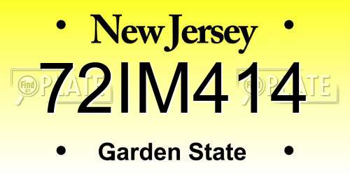 72IM414 New Jersey License Plate