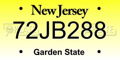 72JB288 New Jersey License Plate
