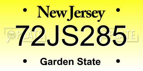 72JS285 New Jersey License Plate