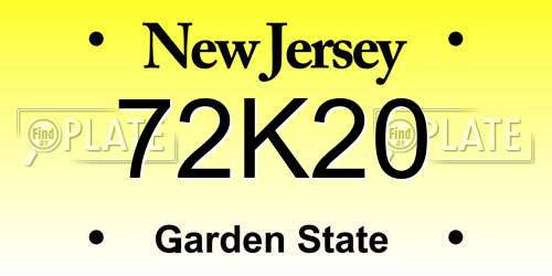 72K20 New Jersey License Plate