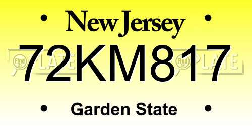 72KM817 New Jersey License Plate