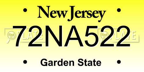72NA522 New Jersey License Plate