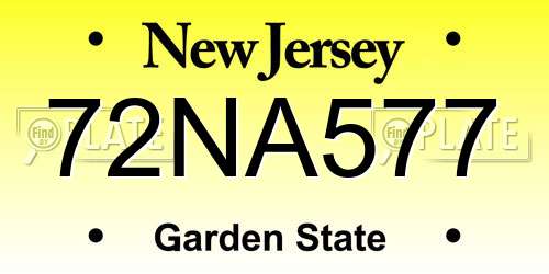 72NA577 New Jersey License Plate