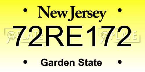 72RE172 New Jersey License Plate