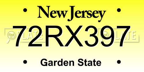 72RX397 New Jersey License Plate
