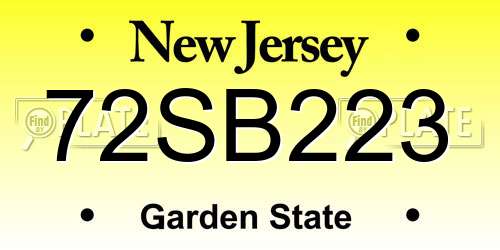 72SB223 New Jersey License Plate