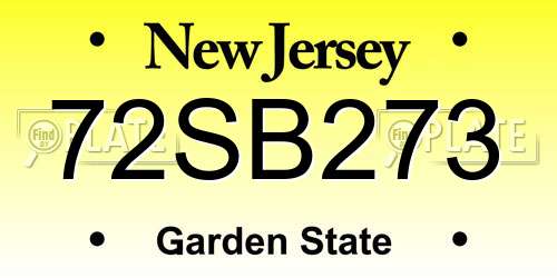 72SB273 New Jersey License Plate