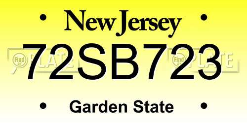 72SB723 New Jersey License Plate