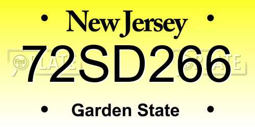 72SD266 New Jersey License Plate