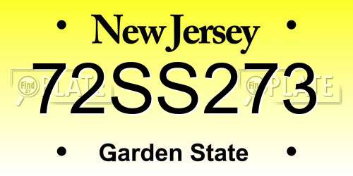 72SS273 New Jersey License Plate