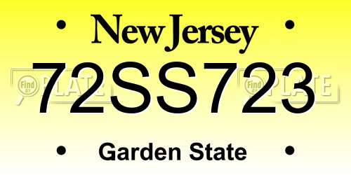 72SS723 New Jersey License Plate