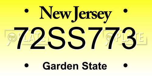 72SS773 New Jersey License Plate