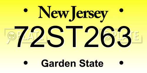 72ST263 New Jersey License Plate